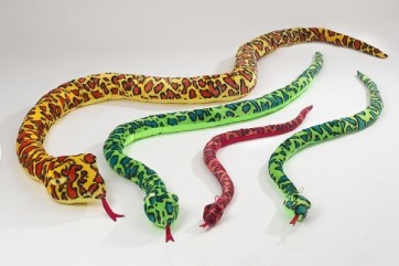 Rotaļlieta mīkstā čūska ar mirdzošām acīm 1.97 m asorti