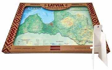 Latvijas fizioģeogrāfiskā karte 3D 1:115 000 (kastē)