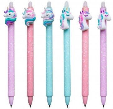 Pildspalva-rolleris 0.5 mm ar dzēšgumiju zila Vienradži asorti