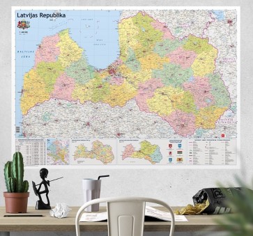 Latvijas administratīvā sienas karte 1:400 000