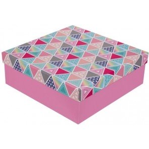 Dāvanu kaste 9.5*9.5*4.7 cm Triangles rozā