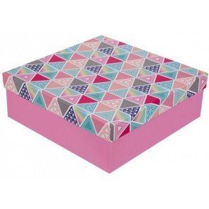 Dāvanu kaste 7.8*7.8*4.3 cm Triangles rozā