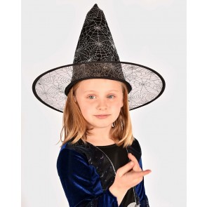 Karnevāla tērps bērnu Raganas cepure melna sudraba 40 cm