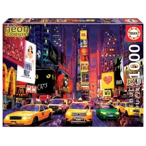 Puzle 1000 Neon: New York: Times Square tumsā spīdoša ar līmi