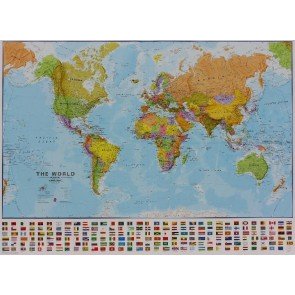 World political wall map 1:30 000 000