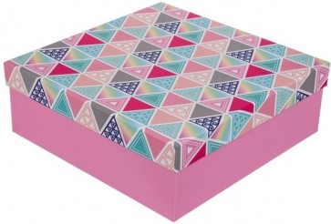 Dāvanu kaste 9.5*9.5*4.7 cm Triangles rozā