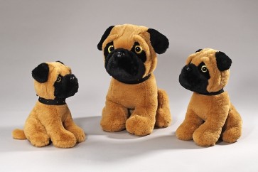 Rotaļlieta mīkstā Suns Mopsis sēdošs brūns-melns 43 cm