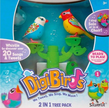 Rotaļlieta interaktīva Digi Birds 2 gab. uz koka asorti
