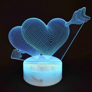 Lampa 3D LED ar pulti Sirdis 19 cm