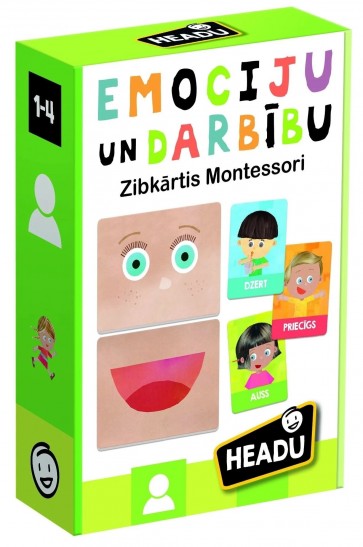 Spēle bērniem Montesori zibkartītes Emocijas un darbības latviski