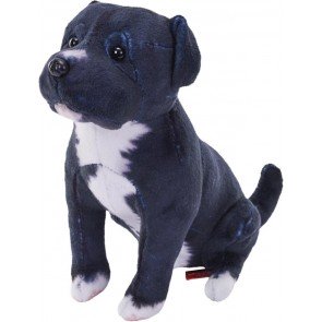 Rotaļlieta mīkstā 14 cm Amerikāņu pitbulterjers suns ar skaņu