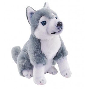 Rotaļlieta mīkstā 14 cm Sibīrijas haskijs suns ar skaņu