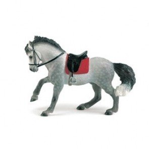 Figūra zirgs ar segliem pelēks 15.8 cm