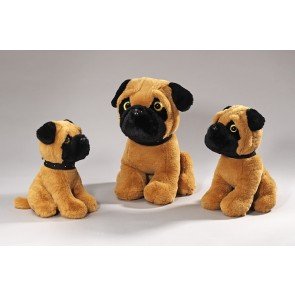 Rotaļlieta mīkstā Suns Mopsis sēdošs brūns-melns 27 cm