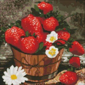 Mozaīka ar akrila dimanta slīpējuma gabaliņiem 40x40 Strawberry bouquet