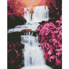 Mozaīka ar akrila dimanta slīpējuma gabaliņiem 40x50 Tropical waterfall