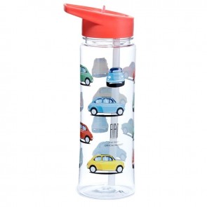 Ūdens pudele Fiat 550 ml Retro Fiat 500 plastmasas ar salmiņu