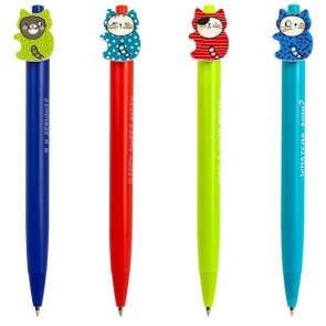 Lodīšu pildspalva 0.7 mm automātiska So Many Cats zila asorti
