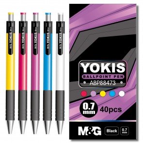 Lodīšu pildspalva 0.7 mm automātiska Yokis melna asorti