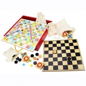 Spēle 4 in 1 Tic Tac Toe, Snakes and Ladders, Tiddlywinks, Dambrete