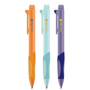 Pildspalva-rolleris 0.5 mm automātiskā ar dzēšgumiju Click zila asorti