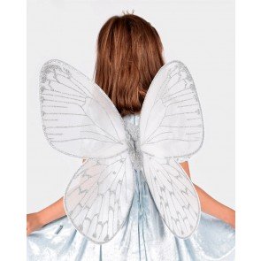 Karnevāla tērps spārni 60 cm balti ar sudrabu