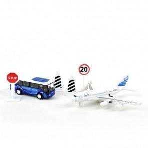 Rotaļlietu komplekts lidmašīna &  lidostas autobuss atvelkami