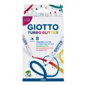 Flomāsteri 8 krāsas Giotto Turbo glitter