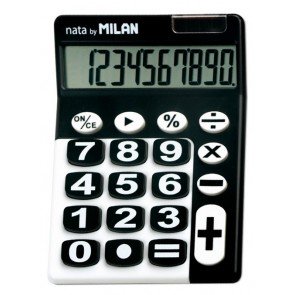 Kalkulators Milan, 10 ciparu displejs ar lieliem taustiņiem melns