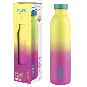 Ūdens pudele Milan 591 ml nerūsējošā tērauda, Sunset dzeltena un rozā