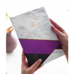 Piezīmju grāmata 24*17 cm 96 lapas baltas Marble cietos vākos violeta