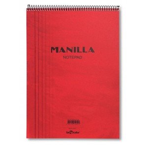 Spirālbloks A4 90 lapas rūtiņu Manilla sarkans