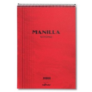 Spirālbloks A5 70 lapas rūtiņu Manilla sarkans