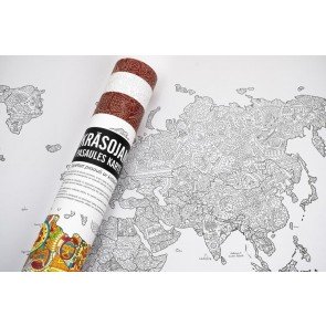 Pasaules karte futrālī 59*84 cm izkrāsojama ar flomāsteriem