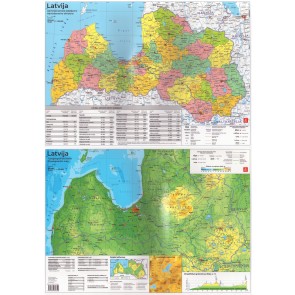 Latvija. Administratīvā/fizioģeogr. karte 1:1 150 000 (A3)