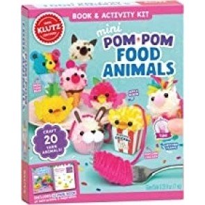 Mini Pom-Pom Food Animals Craft Kit (grāmata ar pielikumu, Klutz)