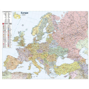 Eiropas politiskā sienas karte (laminēta ar līstēm)